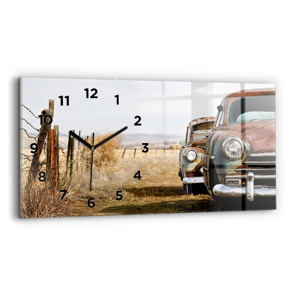 Horizontal wall clock Old cars