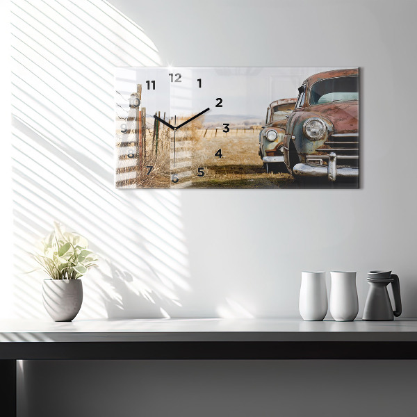 Horizontal wall clock Old cars