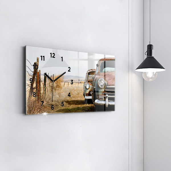 Horizontal wall clock Old cars