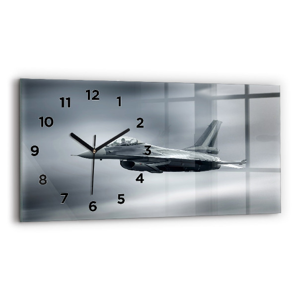Horizontal wall clock Military aircraft in flight