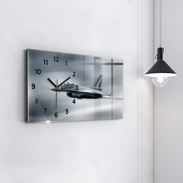 Horizontal wall clock Military aircraft in flight