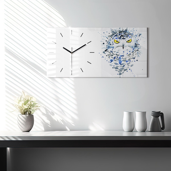 Horizontal wall clock Owl look