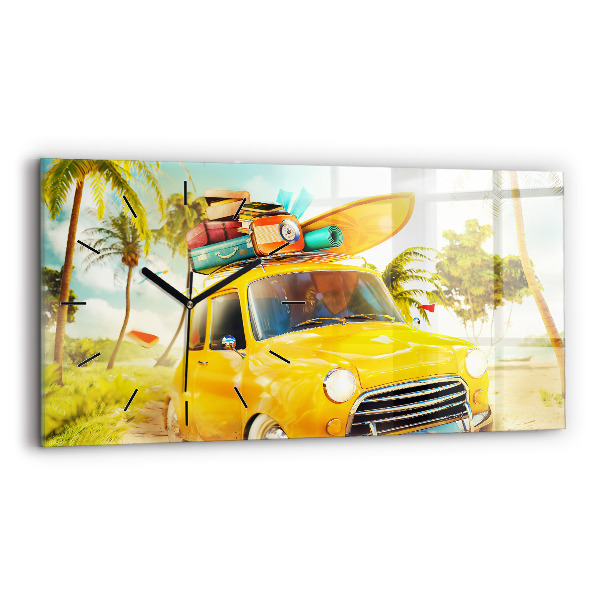 Horizontal wall clock Car with surfboard