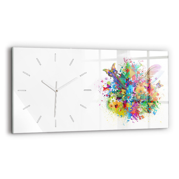 Horizontal wall clock Floral harmony with butterflies
