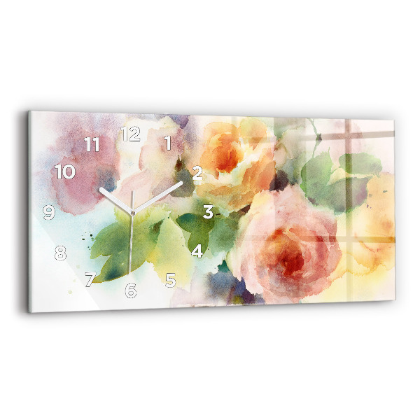Horizontal wall clock Roses In A Vase Watercolor