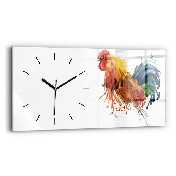 Horizontal wall clock Colorful rooster
