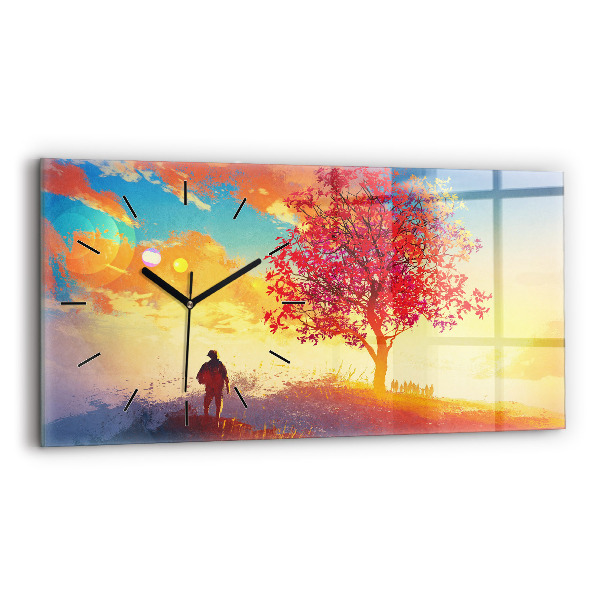 Horizontal wall clock Autumn Landscape