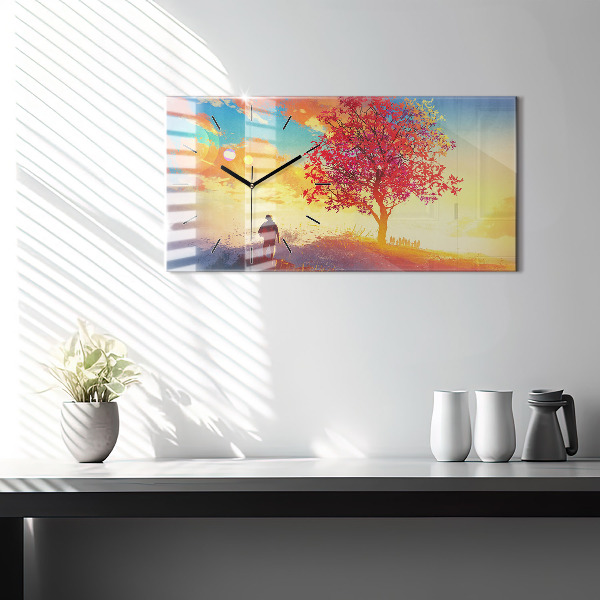 Horizontal wall clock Autumn Landscape
