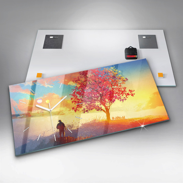 Horizontal wall clock Autumn Landscape