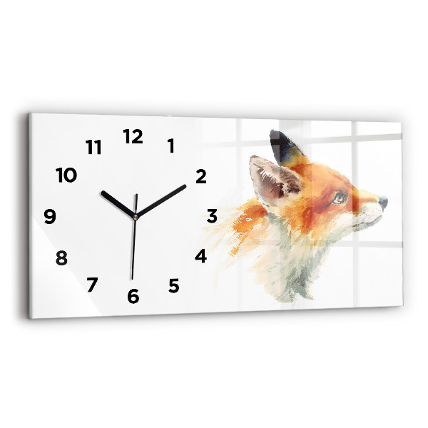 Horizontal wall clock Watercolor young fox
