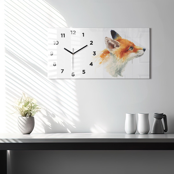 Horizontal wall clock Watercolor young fox