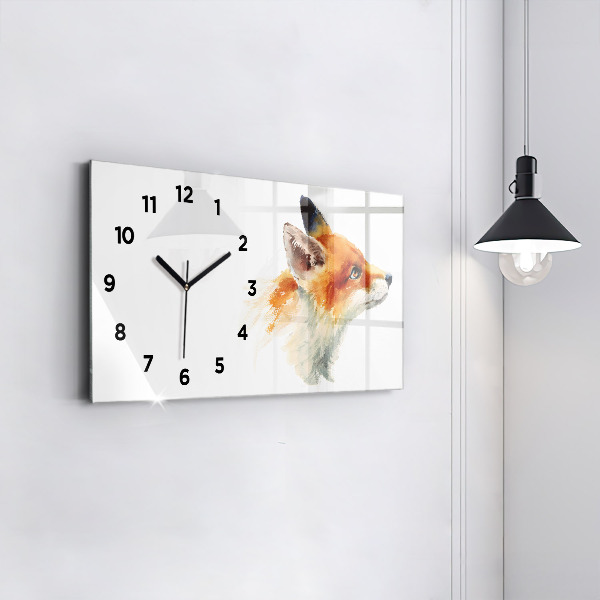 Horizontal wall clock Watercolor young fox