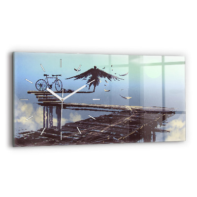 Horizontal wall clock Angel Bike
