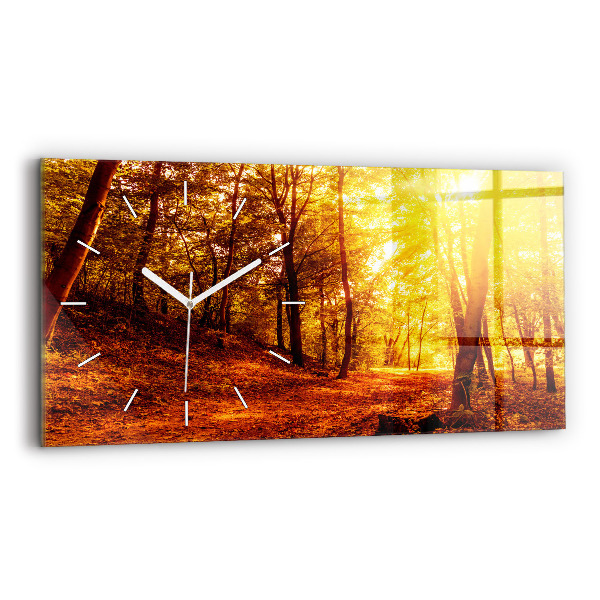 Horizontal wall clock Forest landscape in the sun