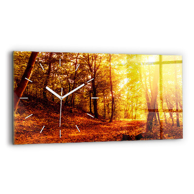 Horizontal wall clock Forest landscape in the sun
