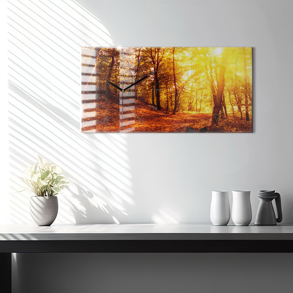 Horizontal wall clock Forest landscape in the sun