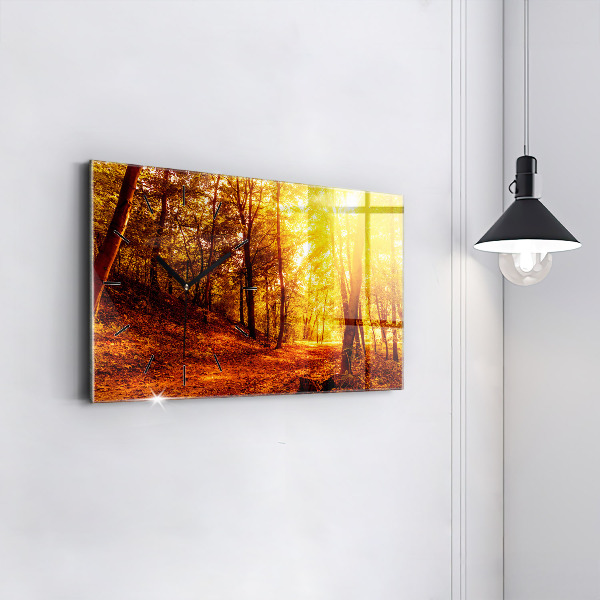Horizontal wall clock Forest landscape in the sun