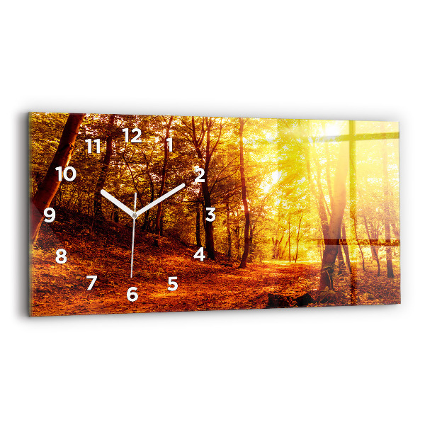 Horizontal wall clock Forest landscape in the sun