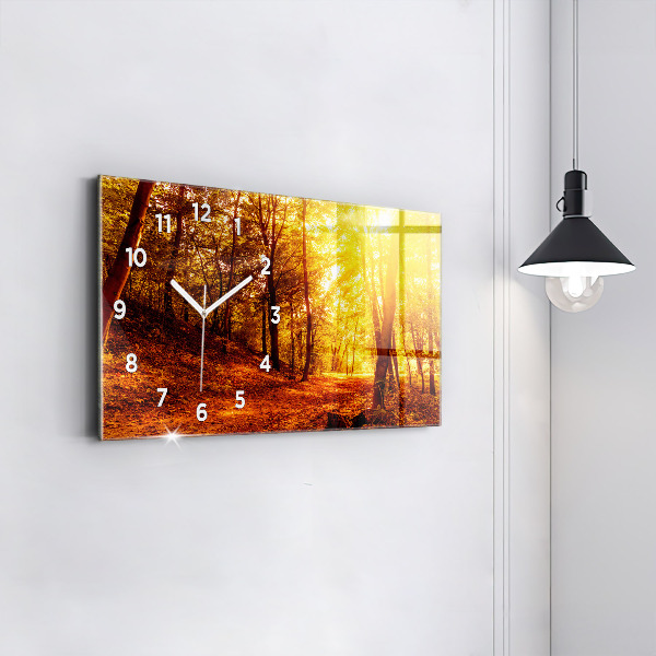Horizontal wall clock Forest landscape in the sun