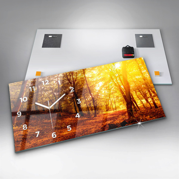 Horizontal wall clock Forest landscape in the sun