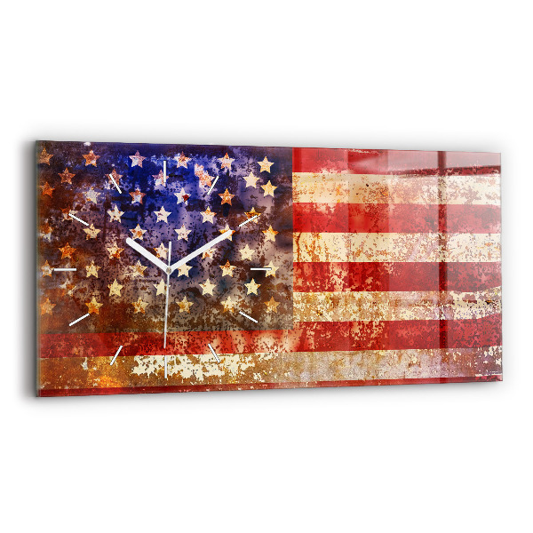 Horizontal wall clock Vintage USA Flag