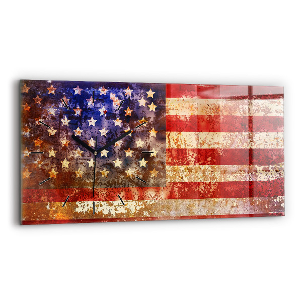 Horizontal wall clock Vintage USA Flag