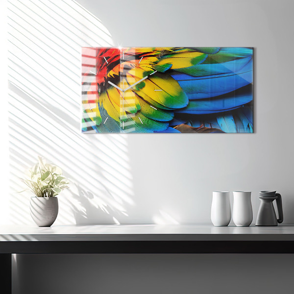 Horizontal wall clock Macaw Bird Colorful Wings