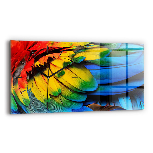 Horizontal wall clock Macaw Bird Colorful Wings