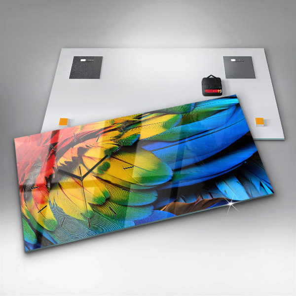 Horizontal wall clock Macaw Bird Colorful Wings