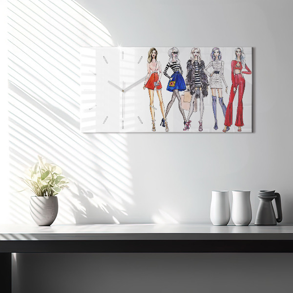 Horizontal wall clock Fashionable girls