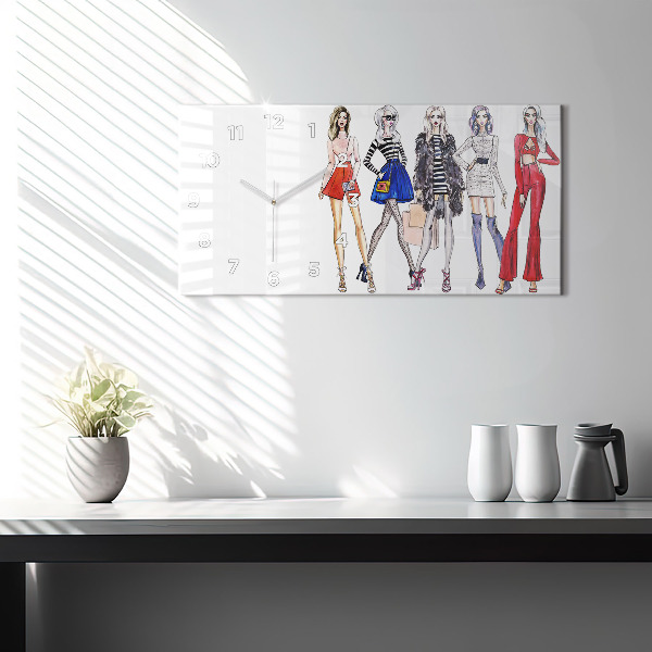 Horizontal wall clock Fashionable girls
