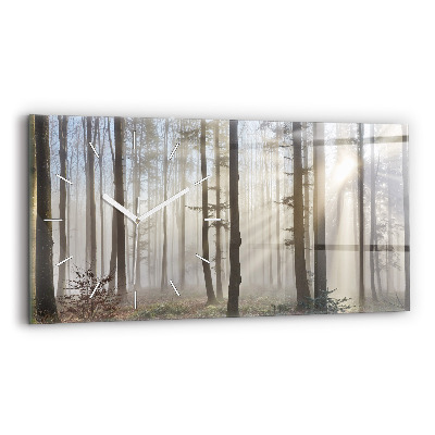 Horizontal wall clock Forest in the fog