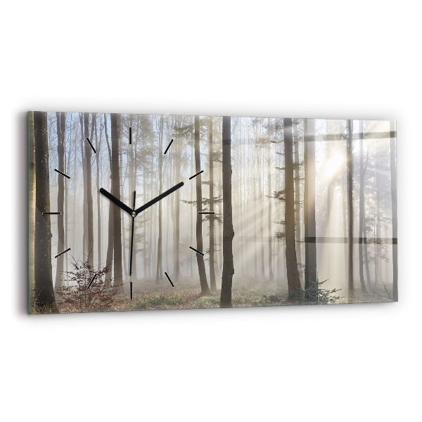 Horizontal wall clock Forest in the fog