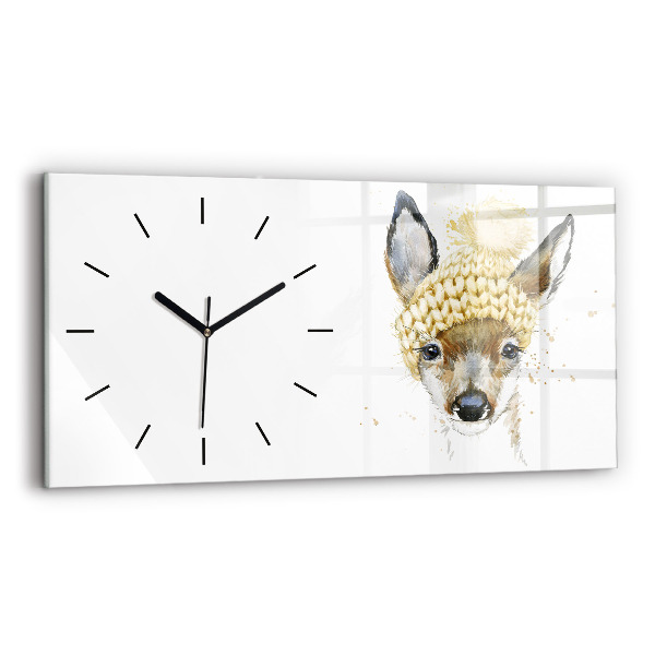 Horizontal wall clock A deer