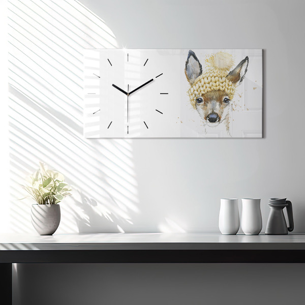 Horizontal wall clock A deer