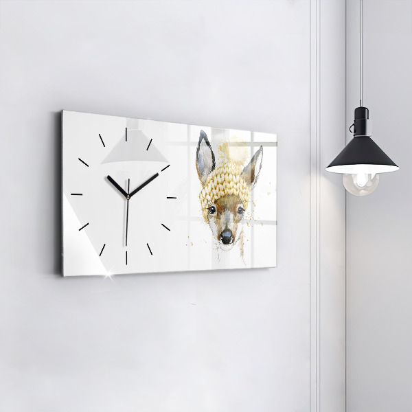 Horizontal wall clock A deer