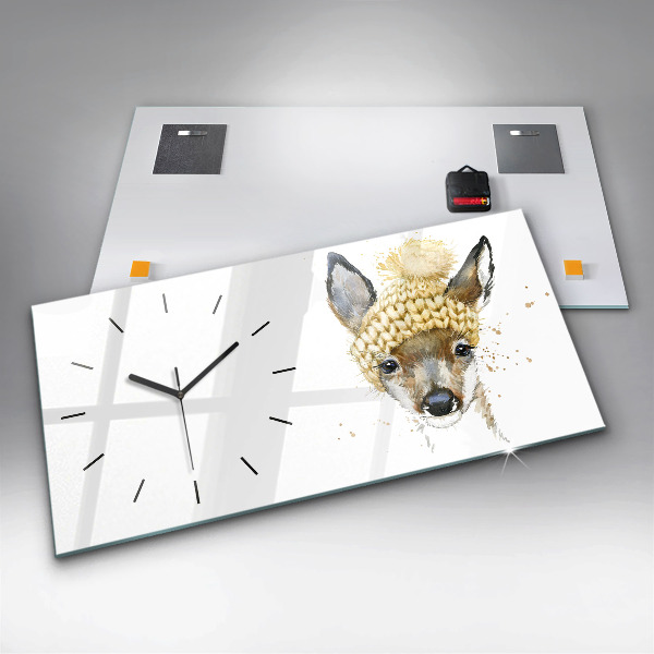 Horizontal wall clock A deer