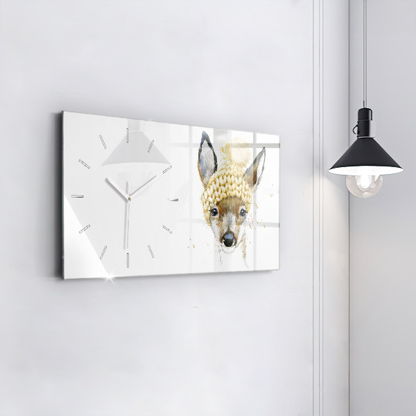 Horizontal wall clock A deer