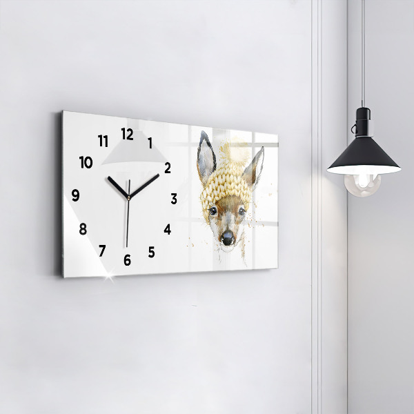 Horizontal wall clock A deer