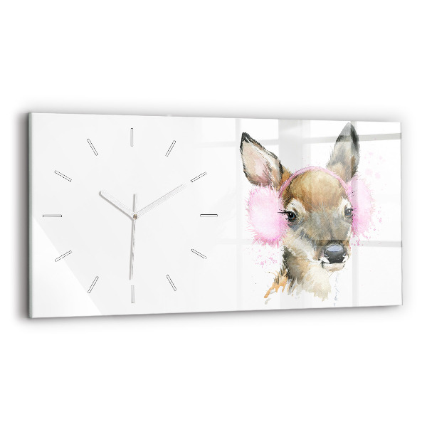 Horizontal wall clock Forest deer