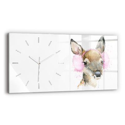 Horizontal wall clock Forest deer