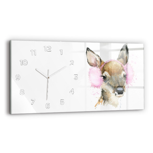 Horizontal wall clock Forest deer