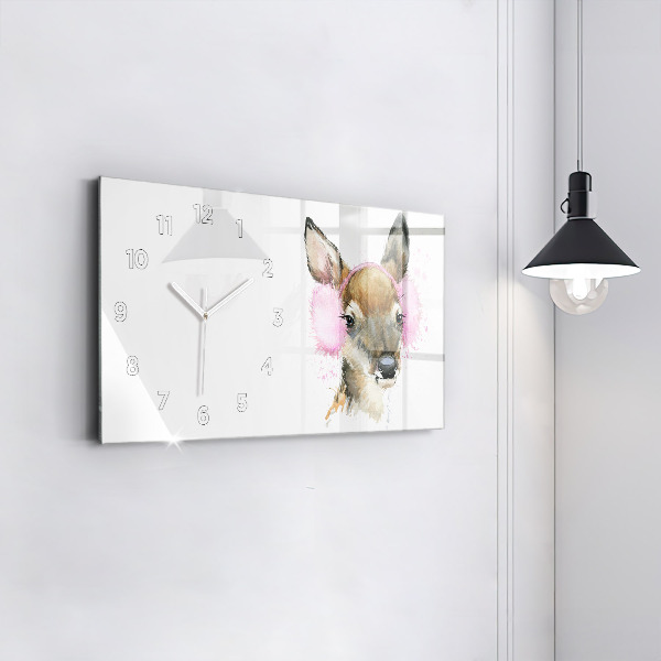 Horizontal wall clock Forest deer