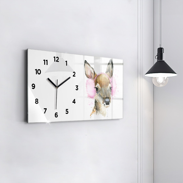Horizontal wall clock Forest deer