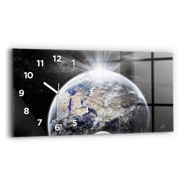 Horizontal wall clock Earth Moon Sun