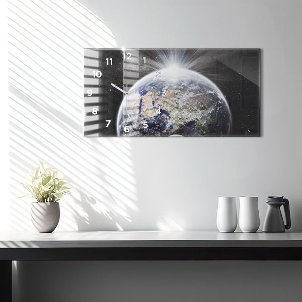 Horizontal wall clock Earth Moon Sun