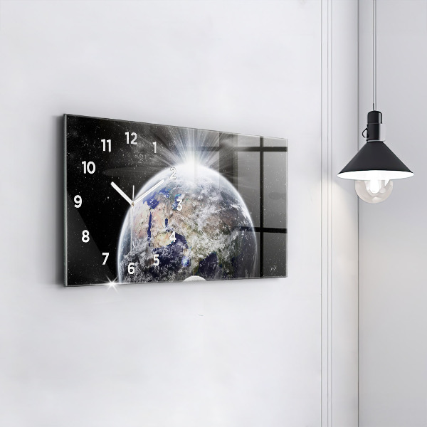 Horizontal wall clock Earth Moon Sun