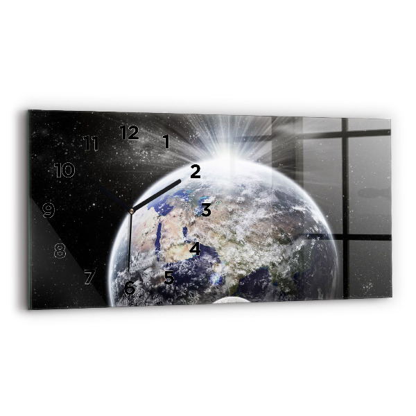 Horizontal wall clock Earth Moon Sun