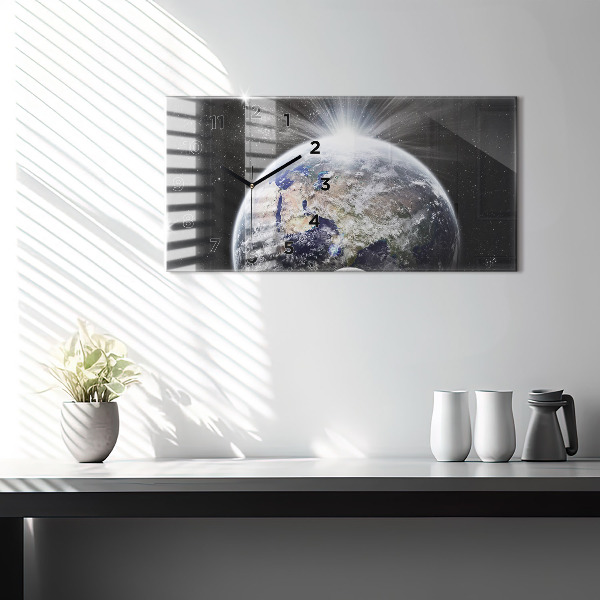 Horizontal wall clock Earth Moon Sun