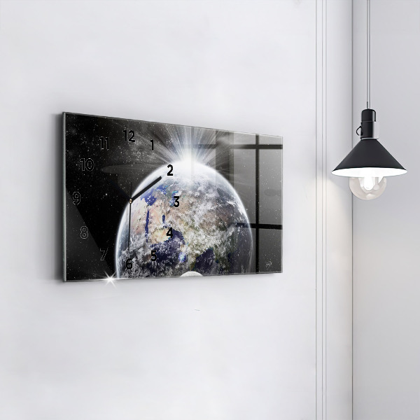 Horizontal wall clock Earth Moon Sun